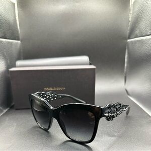 Dolce & Gabbana Black Sunglasses with Intricate Side Detail
